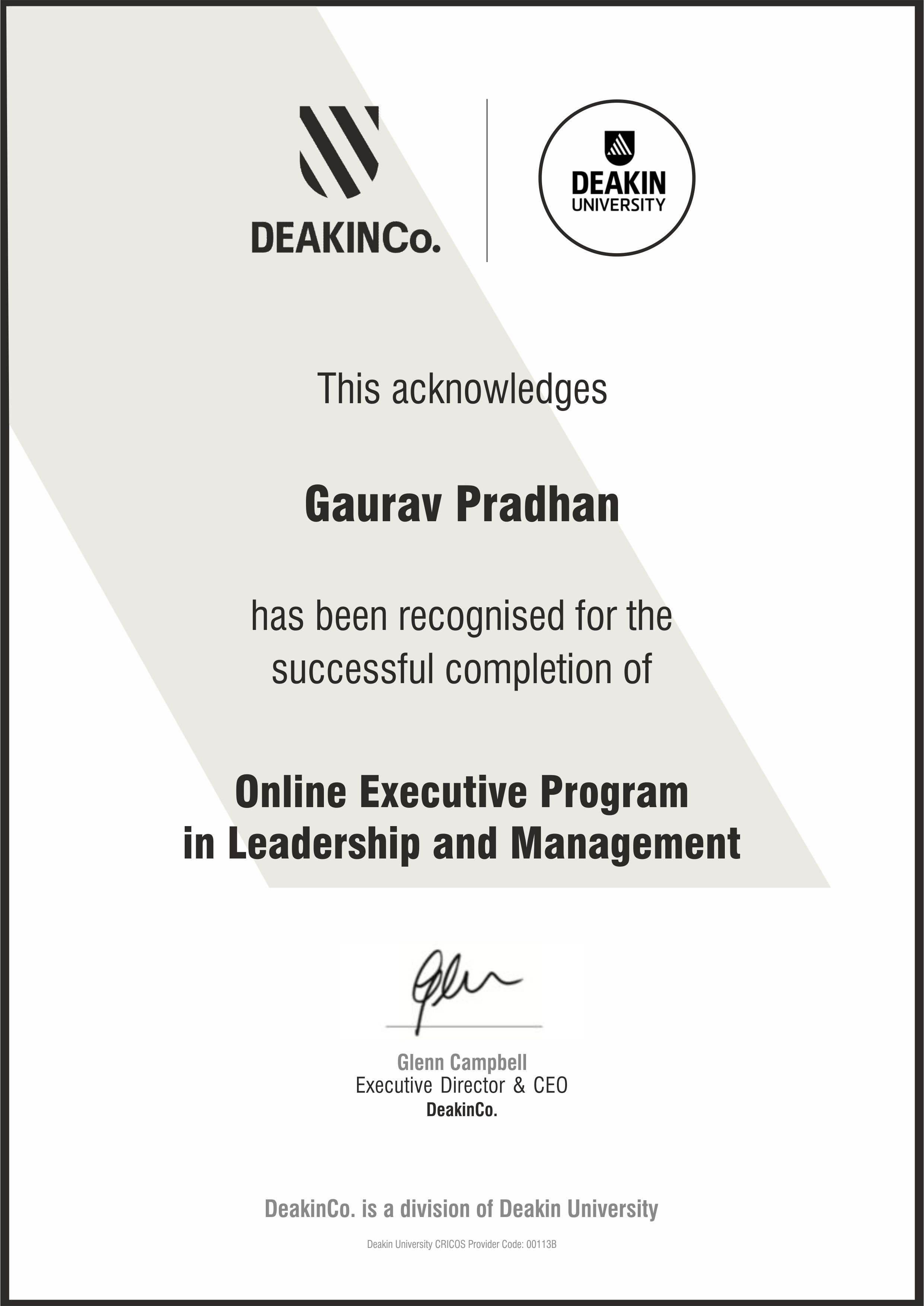 Certificate DeakinCo - ChitkaraU Online